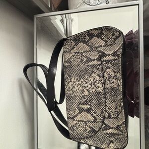 Brahmin Black and Cream Snakeskin Shoulder Bag